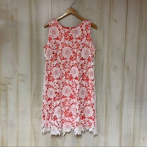 Ronni Nicole Coral Sheath Dress White Lace 14